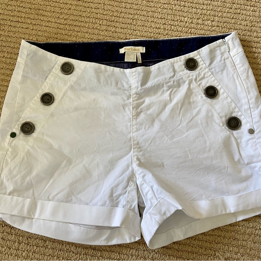 Barbour White Sailor Style Cotton Shorts Size 4